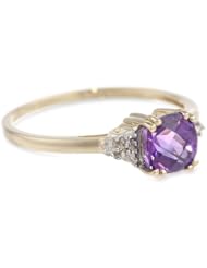 10k Gold, February Birthstone, Amethyst and Diamond Ring