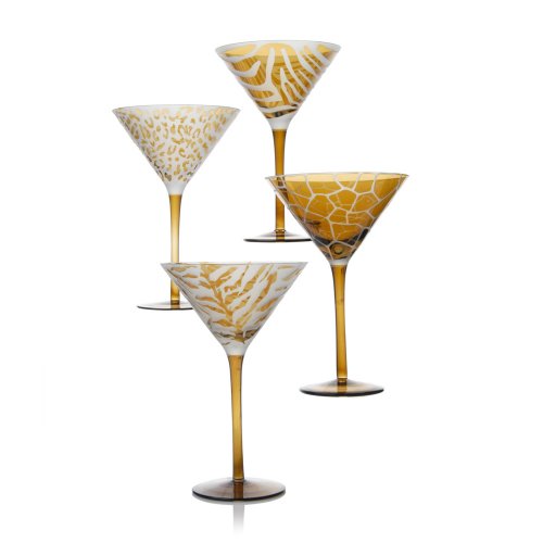 Slant Wildlife 9-Ounce Martini Glasses, Set of 4