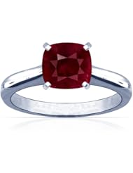 Platinum Cushion Cut Ruby Solitaire Ring