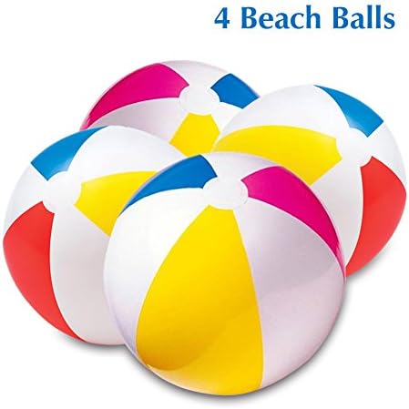 Inflatable Beach Ball Pool Toys Rainbow Beach Balls 20" & 24"- 2 Pairs