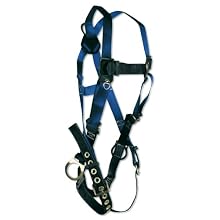 FallTech 7018 Contractor Full Body Harness with 3 D-Rings and Tongue Buckle Leg Straps, Universal Fit