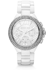 Michael Kors MK5843 Camille Chrono White Ceramic Band Crystal Women Watch NEW