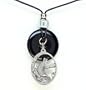 Onyx and Diamond Cut Pewter Pendant Necklace - Horse