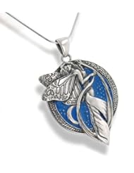 Sterling Silver Sky Blue Moonlight Fairy Celtic Art Pendant 18" Snake Necklace