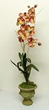 Green/Mauve Phaelanopsis Faux Orchid in Olive Jar Clay Pot (30 inch)