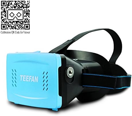 TEEFAN Plastic Version Magnet Function Adjustable Pupil Distance Google Cardboard 3D VR Headset 3D Virtual Reality Kit Game Movie Video Glasses for iPhone Samsung HTC Nexus LG with Full Amount Headband (Blue)