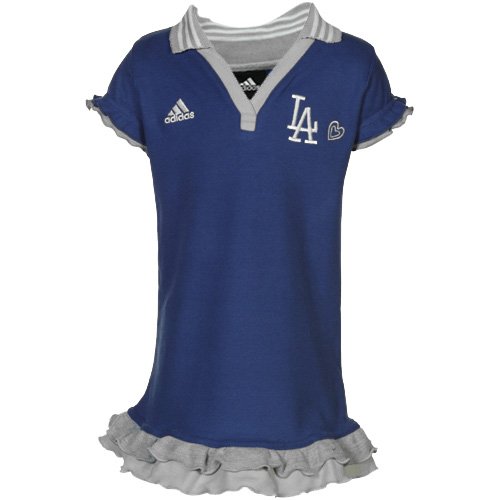 adidas L.A. Dodgers Toddler Girls Dodger Blue Ruffled Polo Dress (2T)