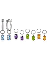 Sterling Silver and Multi-Color Cubic Zirconia Interchangeable Drop Earrings