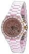 Oniss #ON8203-LRG Women's Rose Gold Trim Pink Ceramic Chronograph Watch