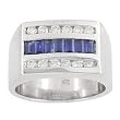 14K White Gold Man's Sapphire and Diamond Ring