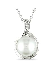 Sterling Silver FW Pearl and Diamond Pendant