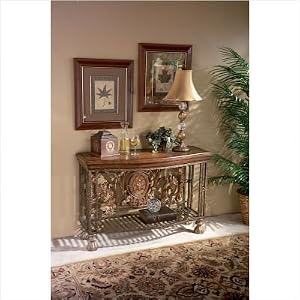 Metalworks Console Table with Faux Leather Top