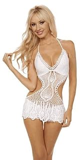 Handmade Cover Up Crochet Mini Dress - Medium/Large
