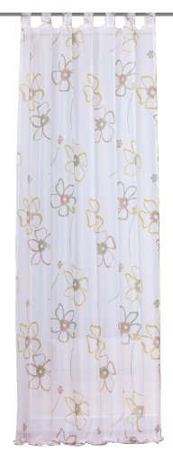 Home fashion 48624-868 Schlaufenschal Voile bedruckt, gr&uuml;n / 245 x 140 cm Preisvergleich