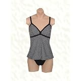 It Figures! Tummy Thinner Collection Dot V-neck 2-Piece Tankini Swimsuit RETAIL VALUE $115 by 
