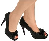 New Womens Ruffle Frill Peep Toe Platform Shoes