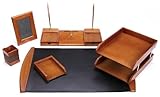 IMAGE OF Majestic Goods Six Piece Brown Oak Wood Desk Set (W450)
