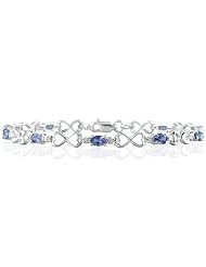 10k White Gold Tanzanite and Diamond Heart Link Bracelet