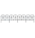 Long Black Steel Scroll Finial Fence Panels, Set of 4