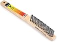 Forney 70523 Wire Scratch Brush, V-Groove, Stainless Steel with Wood Handle, 13-3/4-Inch-by-.014-Inch