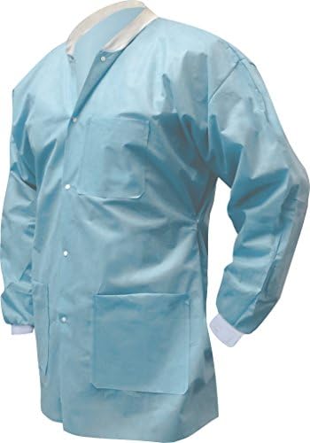 Disposable Lab Coat, Adjustable Waist, Sky Blue, Medium, (10-Pack)