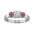 1/4 Ct. Three-Stone Pink & White Diamond Engagement Ring Bridal Style Round Cut in 14K White Gold