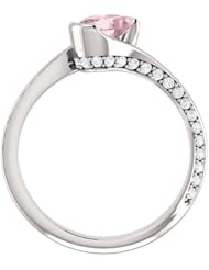 14K White Gold 7.00x5.00mm Oval Cut Morganite and Diamond Ring -- LIFETIME WARRANTY