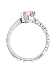 18K White Gold 7.00x5.00mm Oval Cut Morganite and Diamond Ring -- LIFETIME WARRANTY