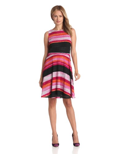 Gabby Skye Women's Sleeveless Stripe Dress, Pink/Black, 14 Gabby Skye Women's Sleeveless Stripe Dress, Pink/Black, 14