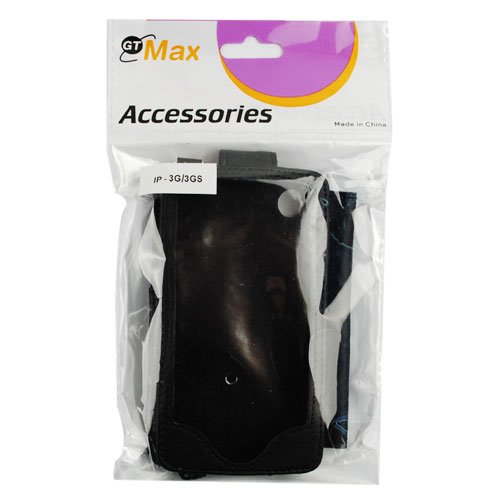 GTMax Leather Case With Stylus Pen Holder - Black for Apple iPhone 3G / 3G S Smartphone image