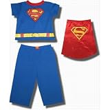Superman Classic "S" short-sleeve, long-leg Pajamas w/detachable cape for toddlers and boys