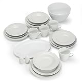 Aida Loft 20-Piece Porcelain Dinnerware Set Service for 4, White