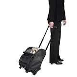  : Dog Backpack on Wheels - Backpack Style and Roll-along Transport - Black