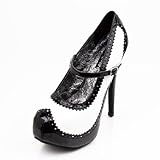 Women's Mary Jane Platform Stiletto Pumps Patent Black/White 5-10