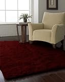 Hand-woven 3000 Gram Flokati Shag Rug Ruby Red 4x6