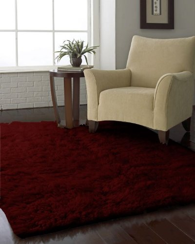 Hand-woven 3000 Gram Flokati Shag Rug Ruby Red 4x6