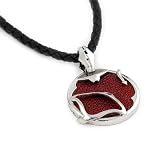 Red Stingray Leather Round Pendant With 19