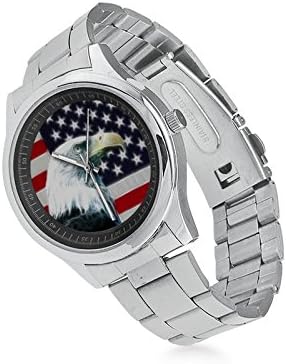 Men's Wathes Birthday Gifts US Flag Eagle Men's Stainless Steel Watch