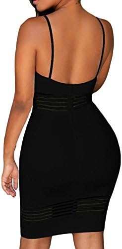 Liberty Queen Women's V Neck Sleeveless Striped Bodycon Midi Dress