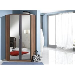 Eckschrank Clue XIX, Front: Anthrazit, Korpus und Absetzungen: Nussbaum Nachbildung