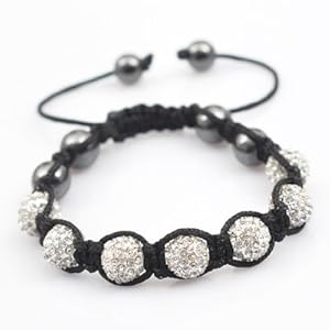 Shamballa Armband 20 Farben zur Auswahl In Geschenktasche, Unisex Damen/Herren Mit echten österreichischen Kristall-Perlen eingelegt, Macrame Freundschaftsband mit Swarovski Besatz Iced Ball Von KurtzyTM - Premium Weiß