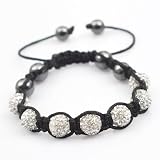 CLEAR Swarovski Crystal Bead BRACELET with 7 x 10mm Iced out Disco ball beads covered in crystals and 4 highly polished Hematite beads. Beautiful handmade high quality Celebrity Fashion bracelet.