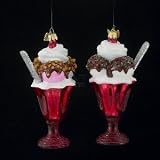 4 75 NOBLE GEMS GLASS SUNDAE ORN, SET OF 2 ASSORTED