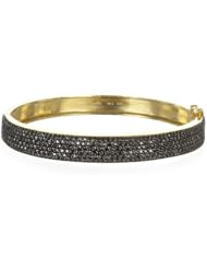 Two Tone Micro Pave Black CZ Fold Over Bangle