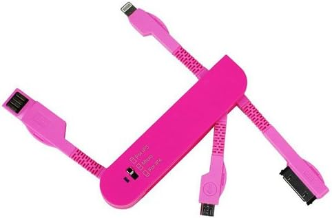3 in 1 Compact Universal USB Multi Charger for Mobile Phone and Cellular Devices Swiss Knife Foldable (Pink)