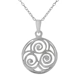 Sterling Silver Round Triple Celtic Spiral Necklace