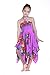 Girl Gypsy Uneven Button Hawaiian Luau Dress in Purple