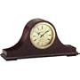 Seth Thomas Jefferson Stained Brown Mahogany Finish Wood Tambour Style Case with Gold Dial Westminster Chime Mantel Clock