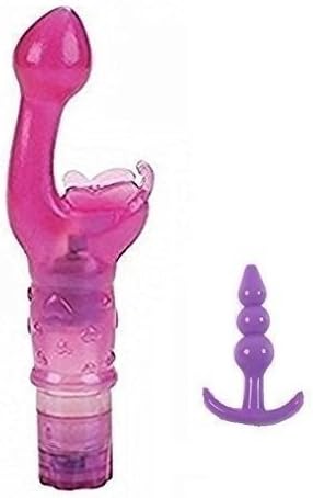 Pink Powerful Stimulator Vibe Butterfly Kiss G Spotter Toy for Women Pleasure with Purple Anus Plug Toy