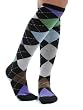 Womens Multi Colored Argyle Knee High Socks Earth